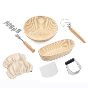 Complete Bread Baking Kit Banneton Proofing Basket Set 9In Round And 10In Oval Basket With Linen Liner Lame Dough Scraper Blender Whisk