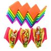 1pc/6pcs Colorful Taco Holder Stands - Premium Large Taco Tray Plates Holds Up To 3 Or 2 Tacos Each, PP Health Material Very Hard And Sturdy, Dishwash