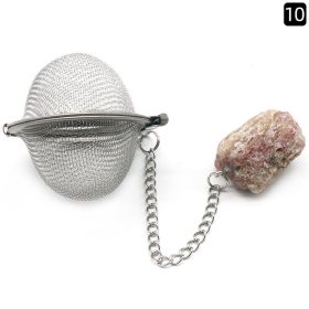 Natural Raw Gemstone Filter Ball Stew Ingredients Ball Stainless Steel Tea Filter Kitchen Gadgets (Option: Strawberry Quartz)