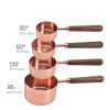 Kitchen Accessories 4Pcs/Set Measuring Cups Spoons Stainless Steel Plated Copper Wooden Handle Cooking Baking Tools