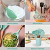 11Pcs Silicone Cooking Utensil Set Heat Resist Wooden Handle Silicone Spatula Turner Ladle Spaghetti Server Tongs