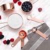 Kitchen Accessories 4Pcs/Set Measuring Cups Spoons Stainless Steel Plated Copper Wooden Handle Cooking Baking Tools