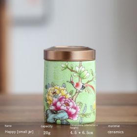 Enamel Color Small Size Mini Tea Jar Handmade Alloy Ceramic Airtight Storage Tea Weaker Portable (Option: Green-Small)