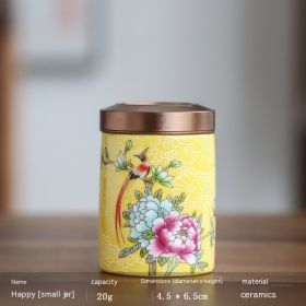 Enamel Color Small Size Mini Tea Jar Handmade Alloy Ceramic Airtight Storage Tea Weaker Portable (Option: Yellow-Small)