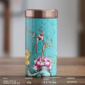 Enamel Color Small Size Mini Tea Jar Handmade Alloy Ceramic Airtight Storage Tea Weaker Portable (Option: Lake blue-High)