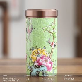 Enamel Color Small Size Mini Tea Jar Handmade Alloy Ceramic Airtight Storage Tea Weaker Portable (Option: Green-High)